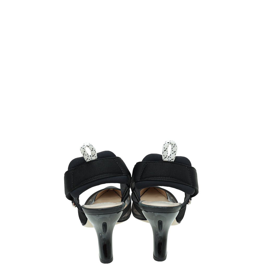 Fendi Black Colibri Mesh Slingback Pump 39