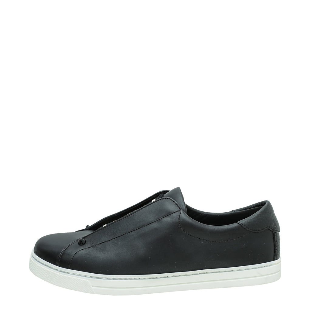 Fendi Black Zucca Womens Rockoclick Slip on Sneakers 39