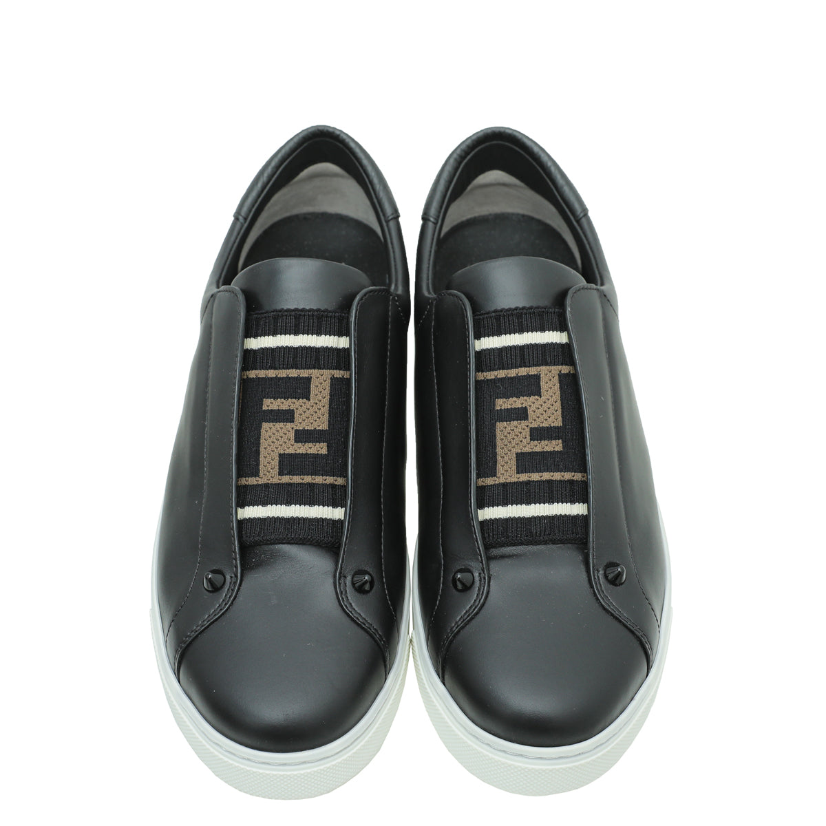 Fendi Black Zucca Womens Rockoclick Slip on Sneakers 39