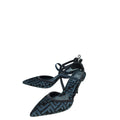 Fendi Dark Blue FF Velvet Colibri Lite Slingback Pumps 42