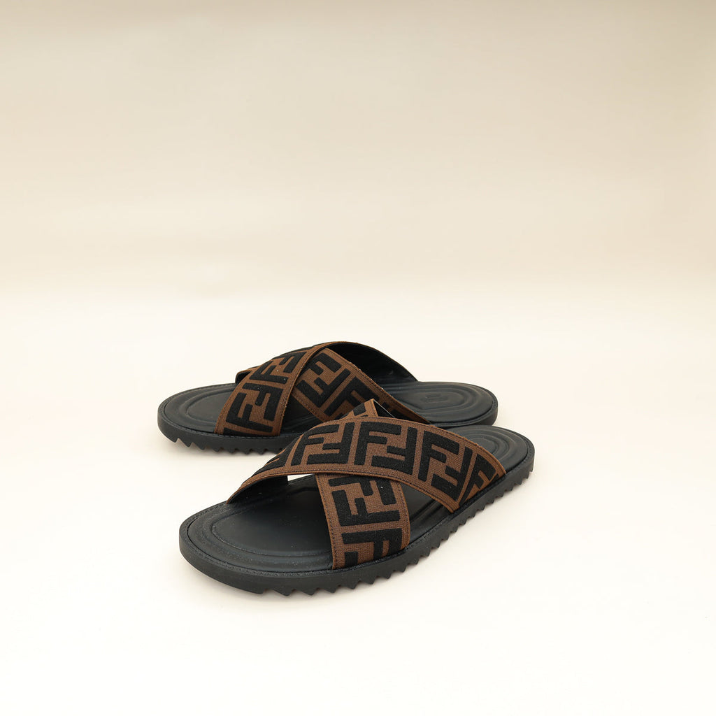 Fendi Brown Logo-Embossed Slides 6