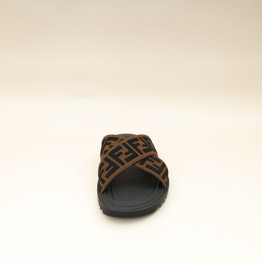 Fendi Brown Logo-Embossed Slides 6