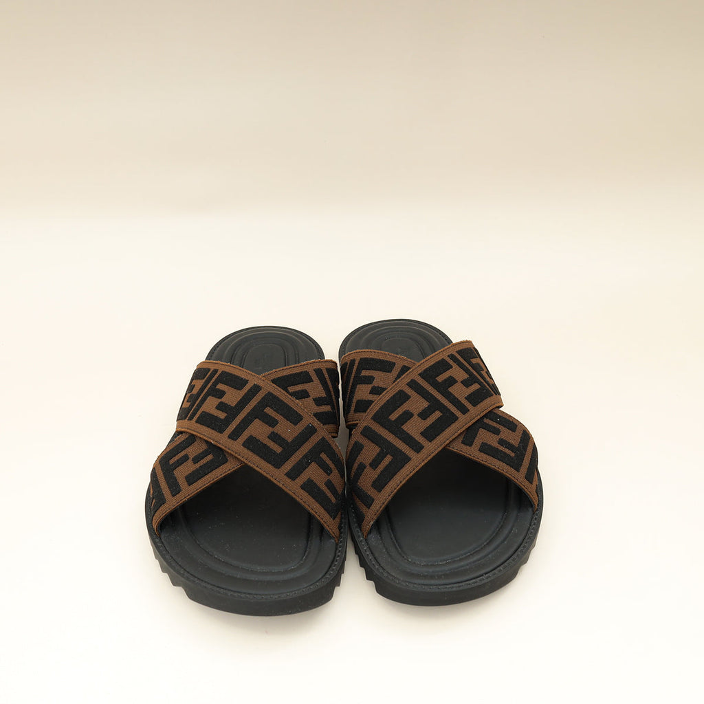 Fendi Brown Logo-Embossed Slides 6