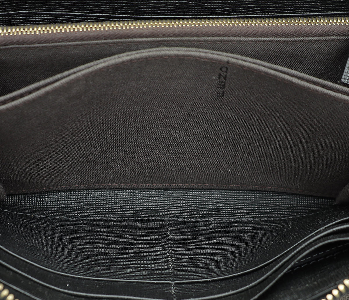 Fendi Black Vitello Elite Zippy Wallet