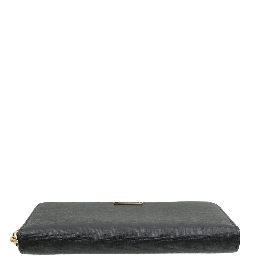 Fendi Black Vitello Elite Zippy Wallet