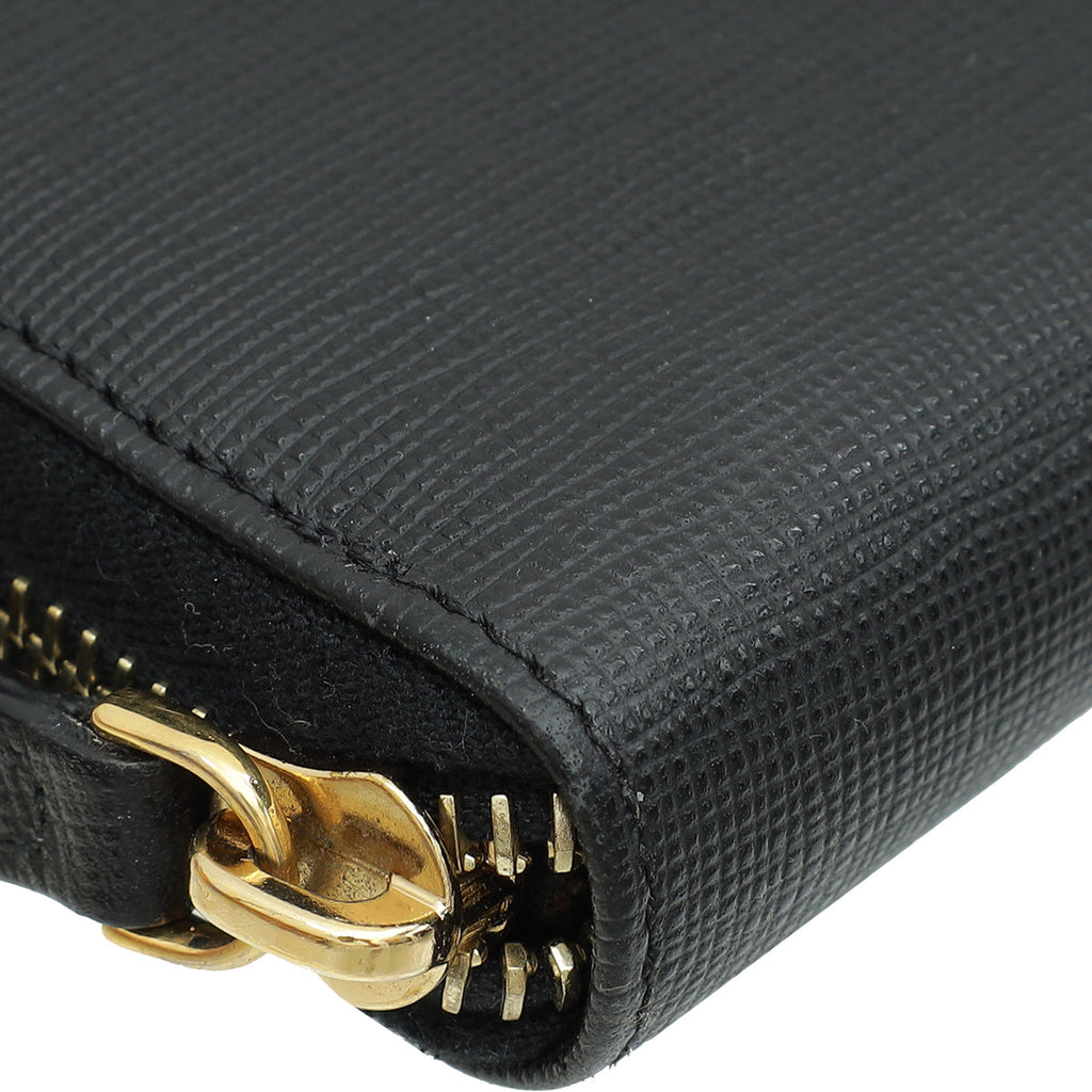 Fendi Black Vitello Elite Zippy Wallet