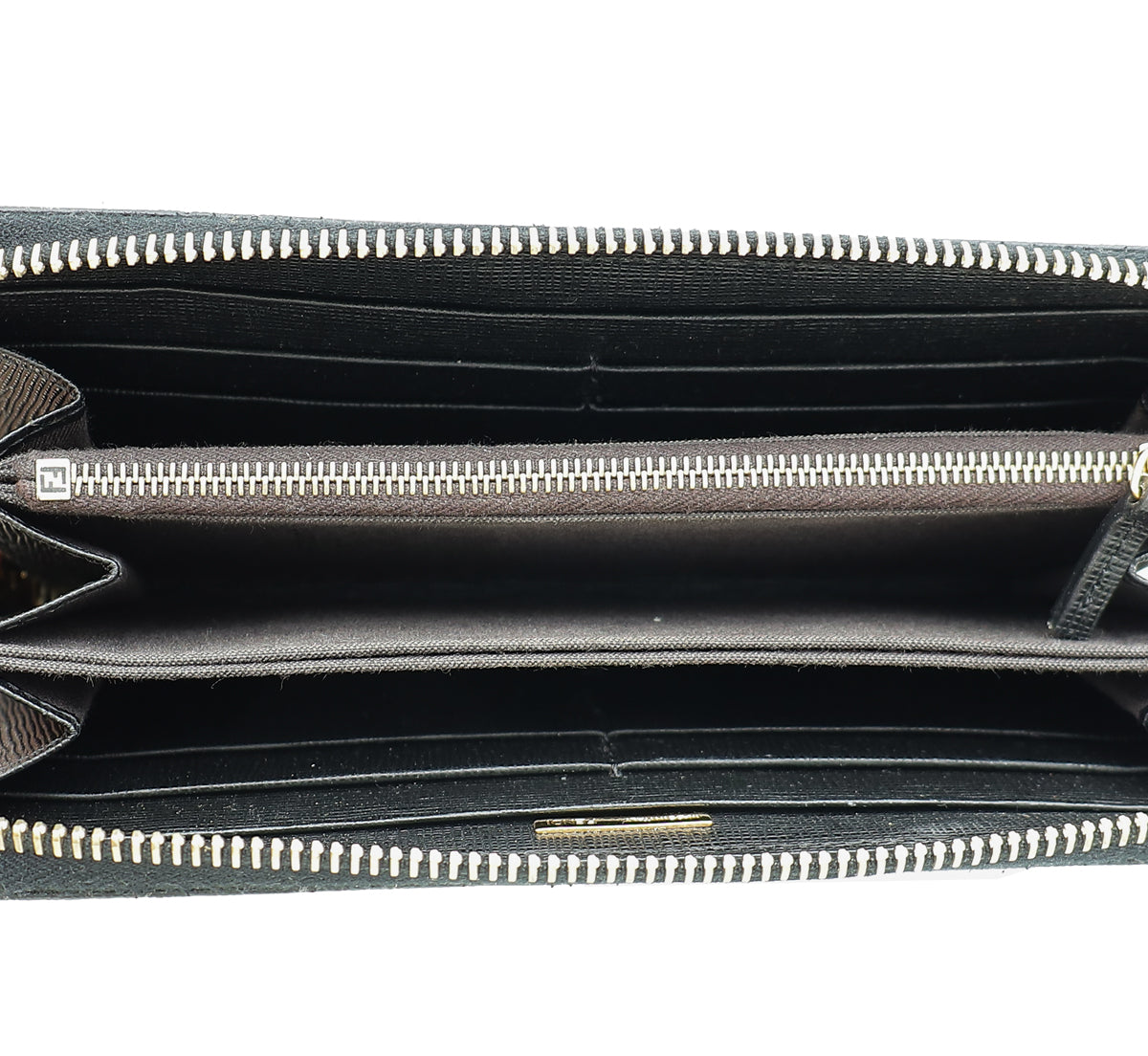 Fendi Black Vitello Elite Zippy Wallet