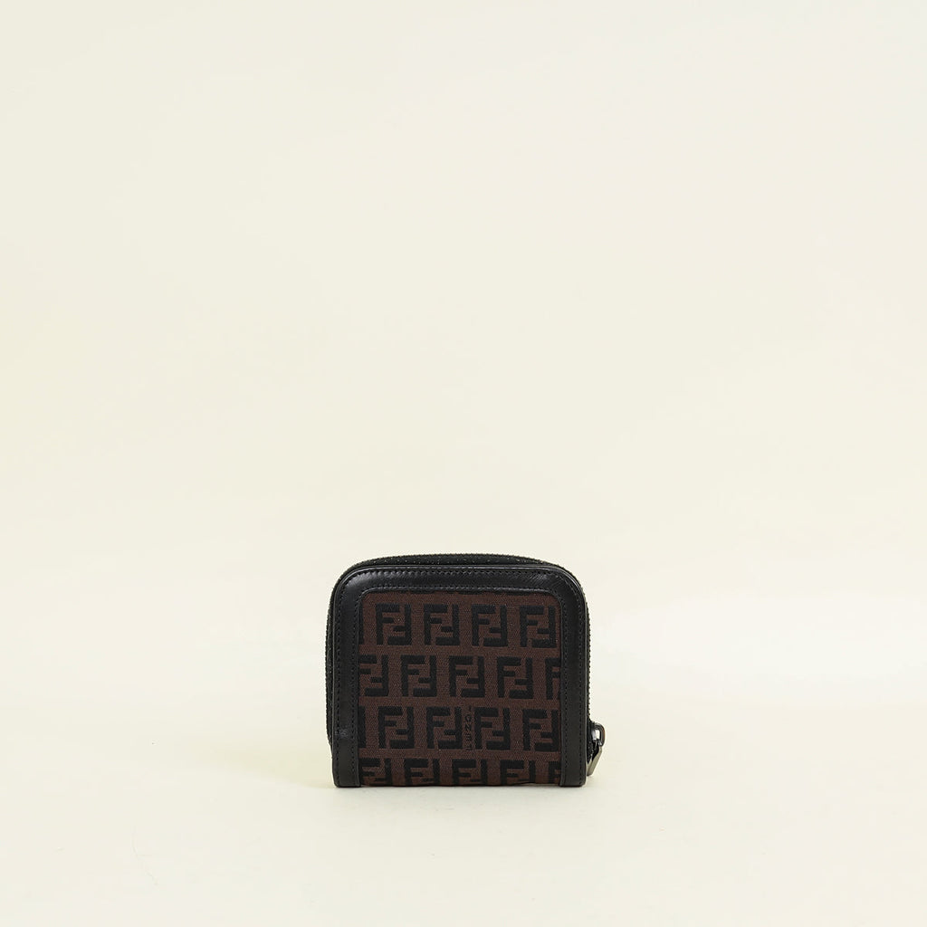 Fendi Brown Zucchino Vitello Compact Wallet