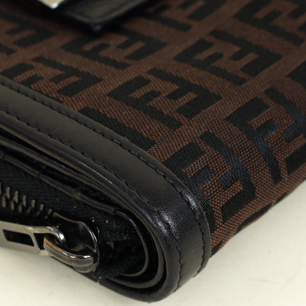 Fendi Brown Zucchino Vitello Compact Wallet