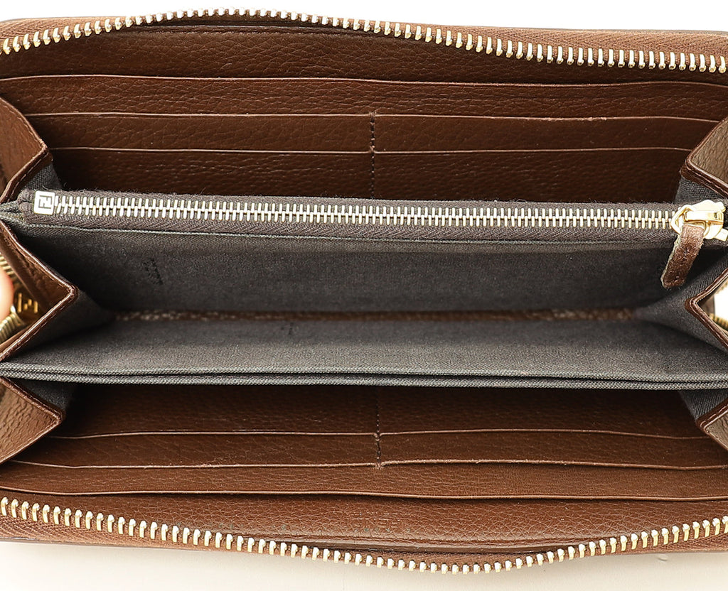 Fendi Tobacco Zucca Zip Around Long Wallet