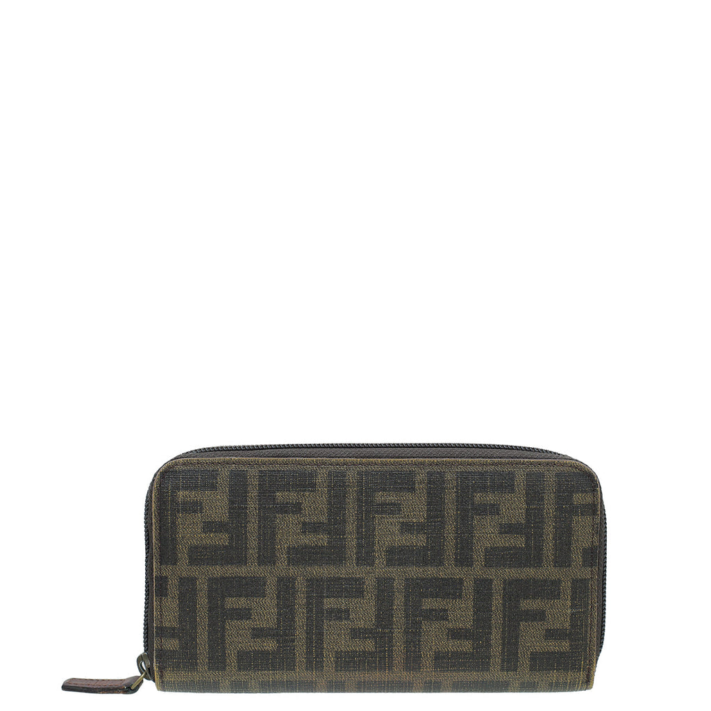 Fendi Tobacco Zucca Zip Around Wallet