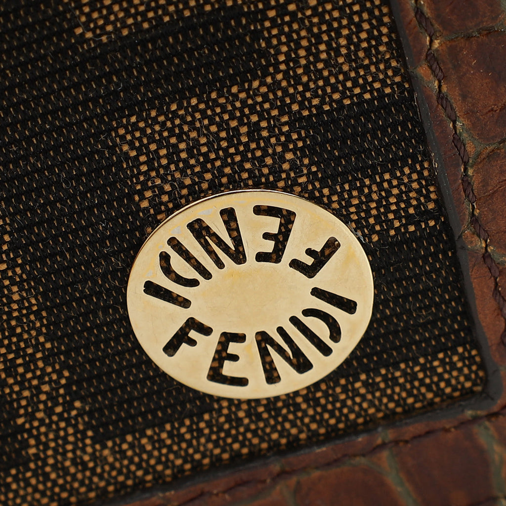 Fendi Bicolor Zucca Croco Embossed Continental Wallet
