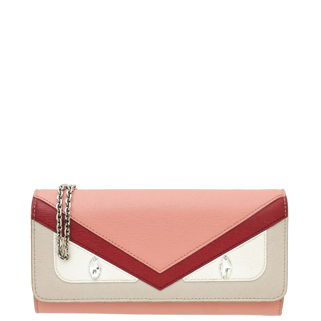 Fendi Multicolor Colorblock Monster Eyes Wallet on Chain