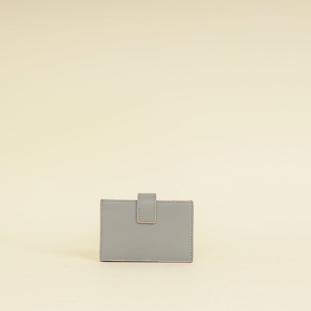 Fendi Grey Single Stud Gusseted Card Holder