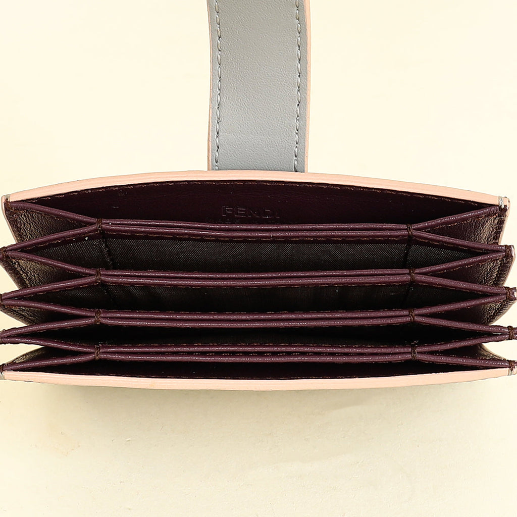 Fendi Grey Single Stud Gusseted Card Holder
