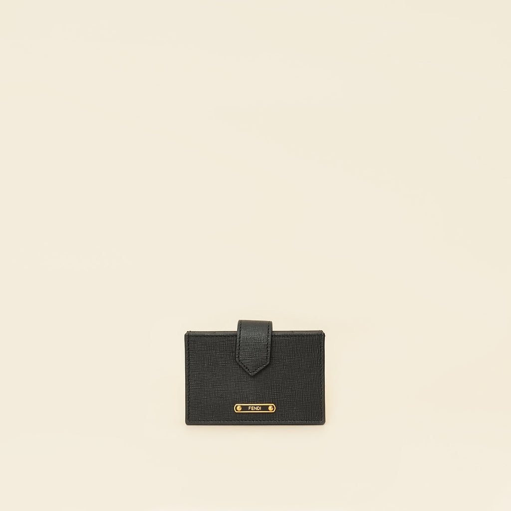 Fendi Black Logo Gusseted Card Holder