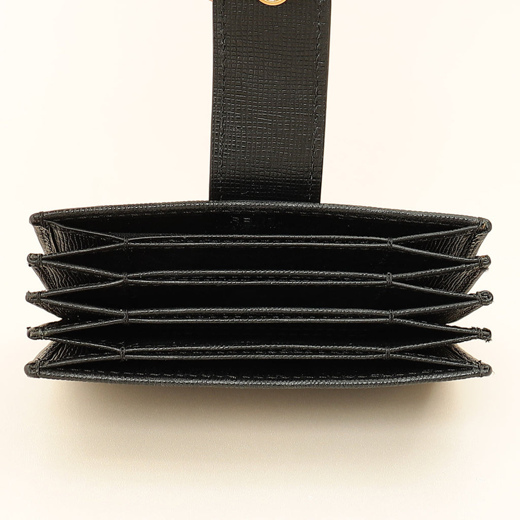 Fendi Black Logo Gusseted Card Holder