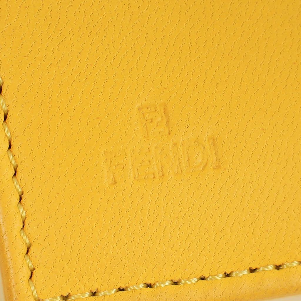Fendi Yellow Embossed Chain Clutch Bag