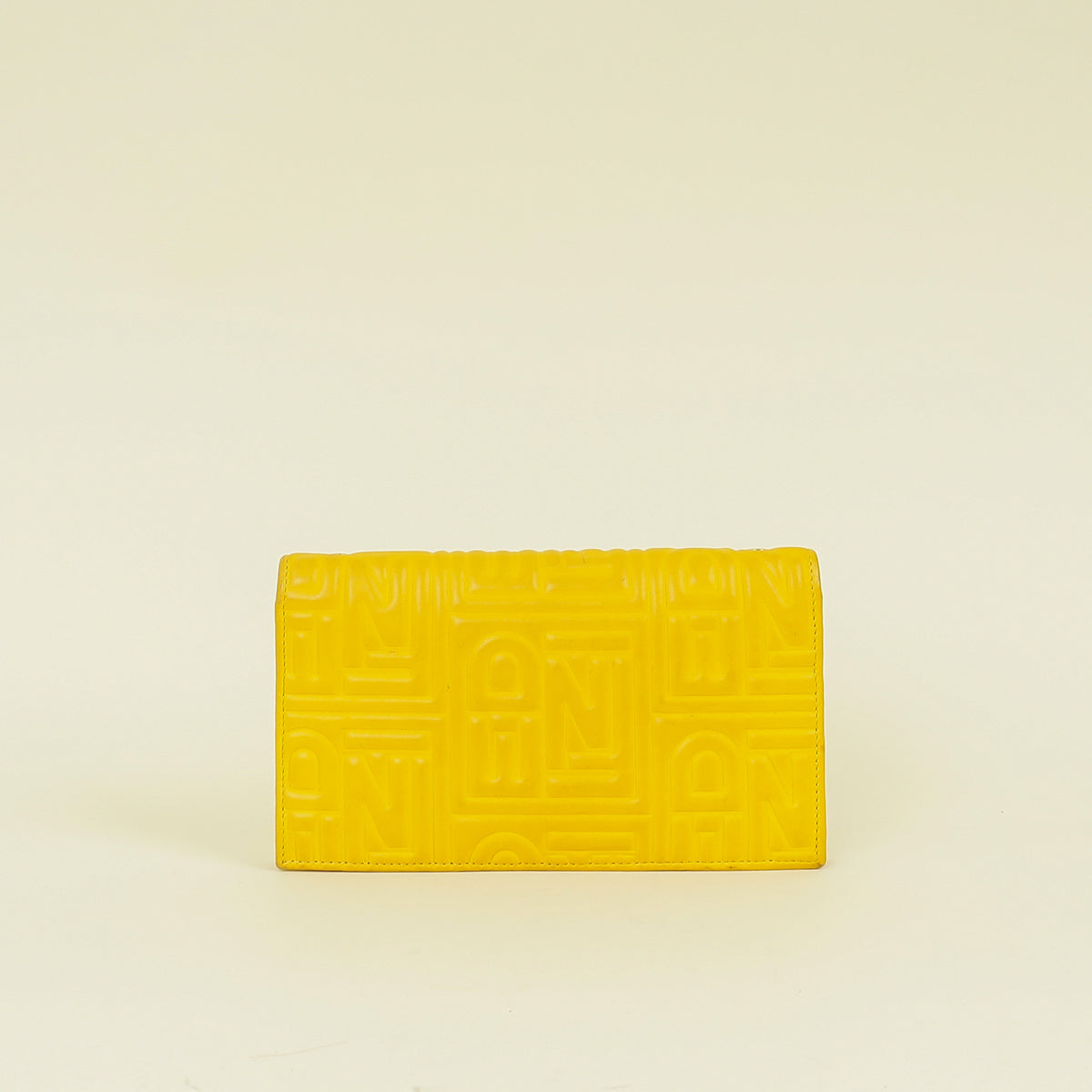 Fendi Yellow Embossed Chain Clutch Bag