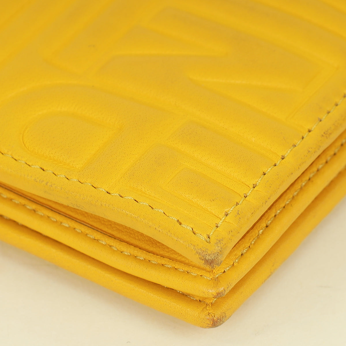 Fendi Yellow Embossed Chain Clutch Bag
