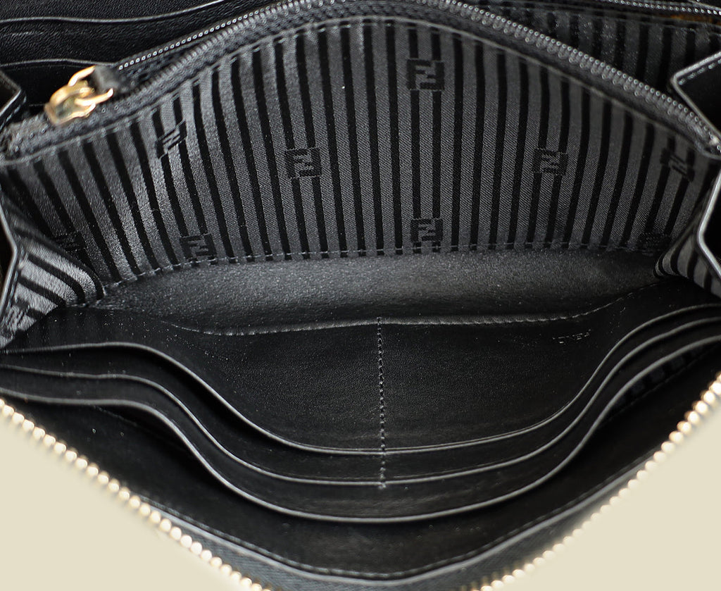 Fendi Black FF Embossed Zippy Wallet