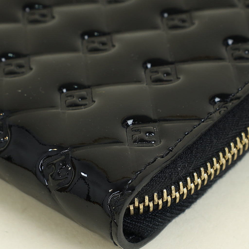 Fendi Black FF Embossed Zippy Wallet