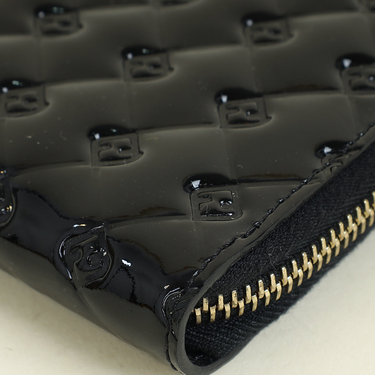 Fendi Black FF Embossed Zippy Wallet