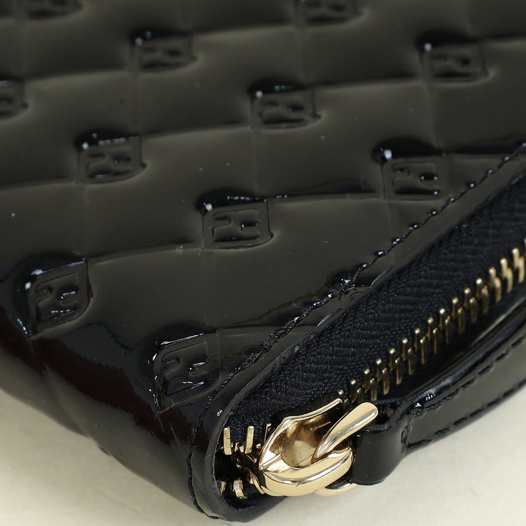 Fendi Black FF Embossed Zippy Wallet