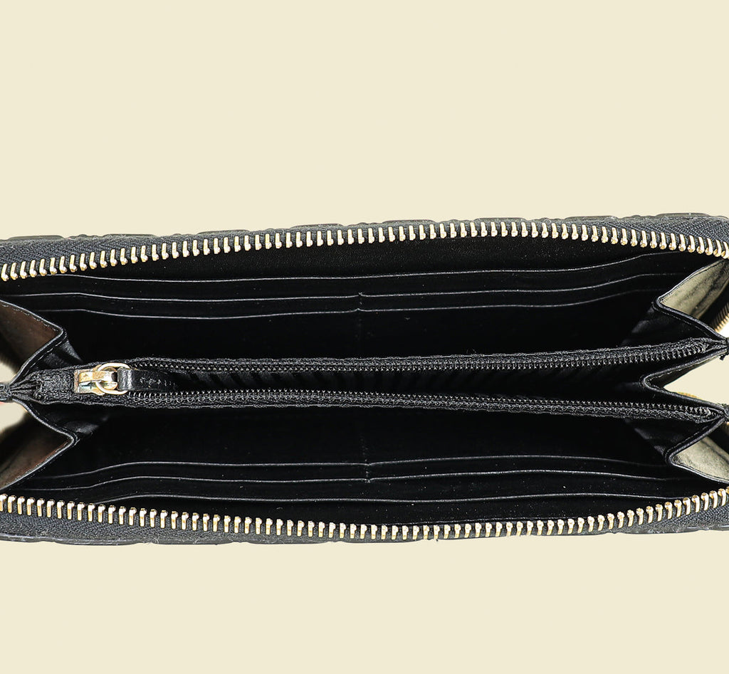 Fendi Black FF Embossed Zippy Wallet