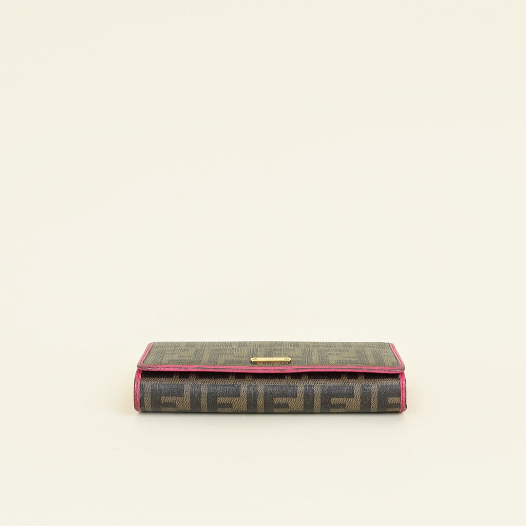 Fendi Bicolor FF Zucca Trifold Continental Wallet