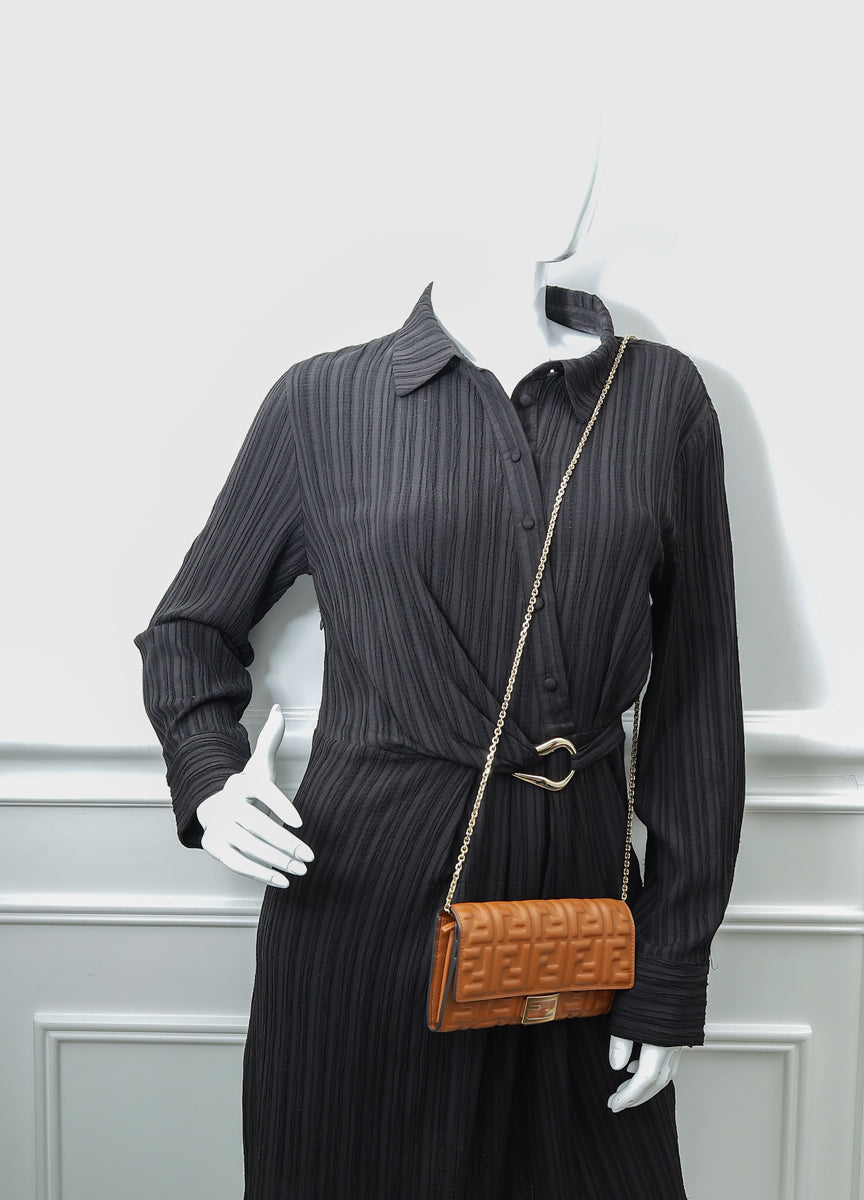 Fendi Caramel Baguette Continental Wallet on Chain