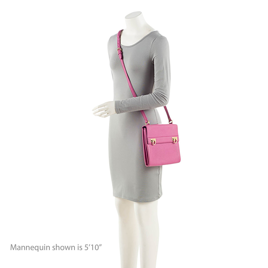 Ferragamo Calfskin Mya Double Lock Crossbody