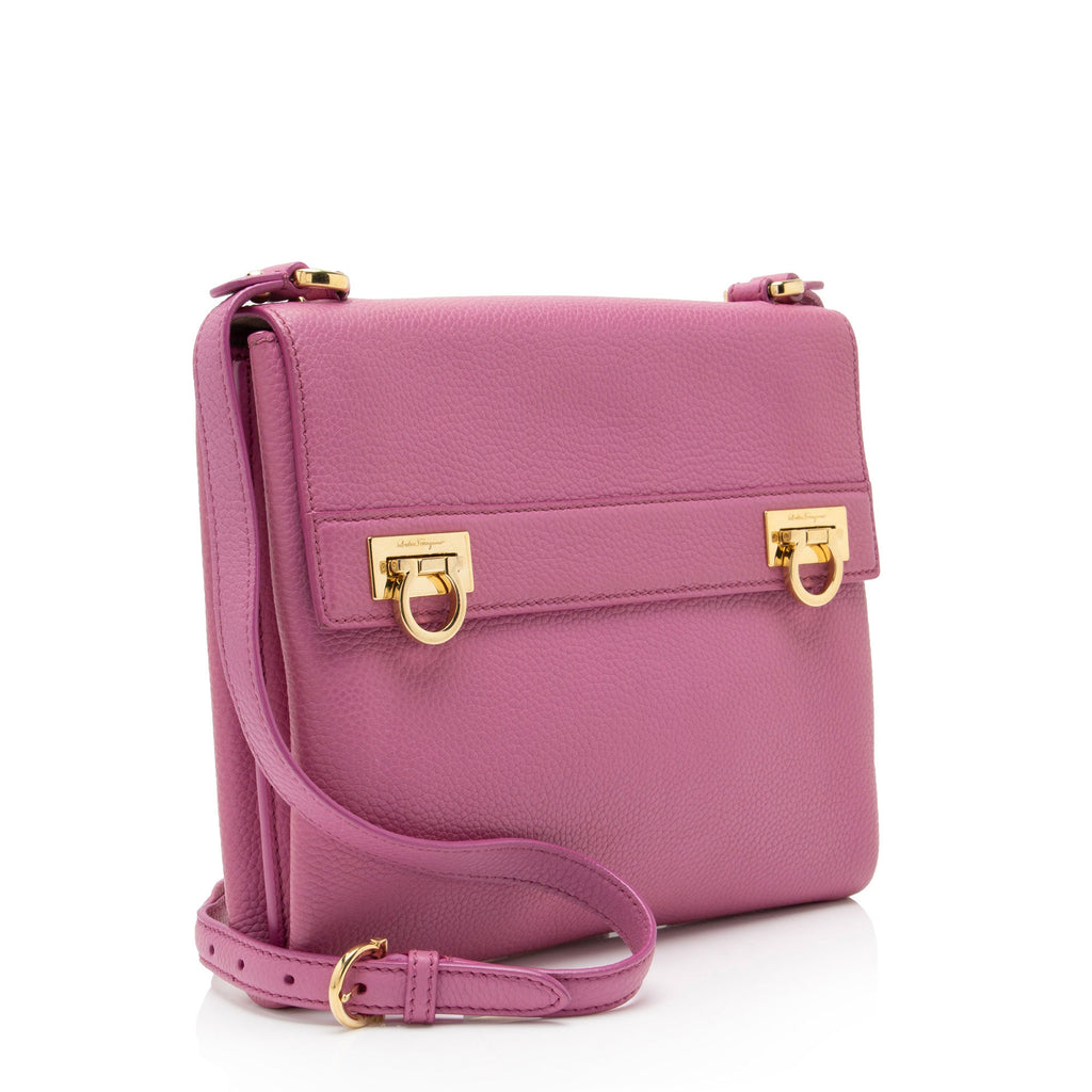 Ferragamo Calfskin Mya Double Lock Crossbody