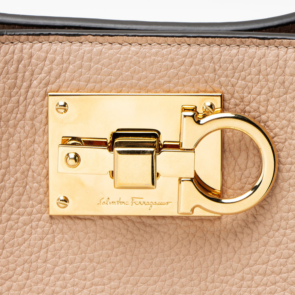 Ferragamo Calfskin Gancini Studio Bucket Bag