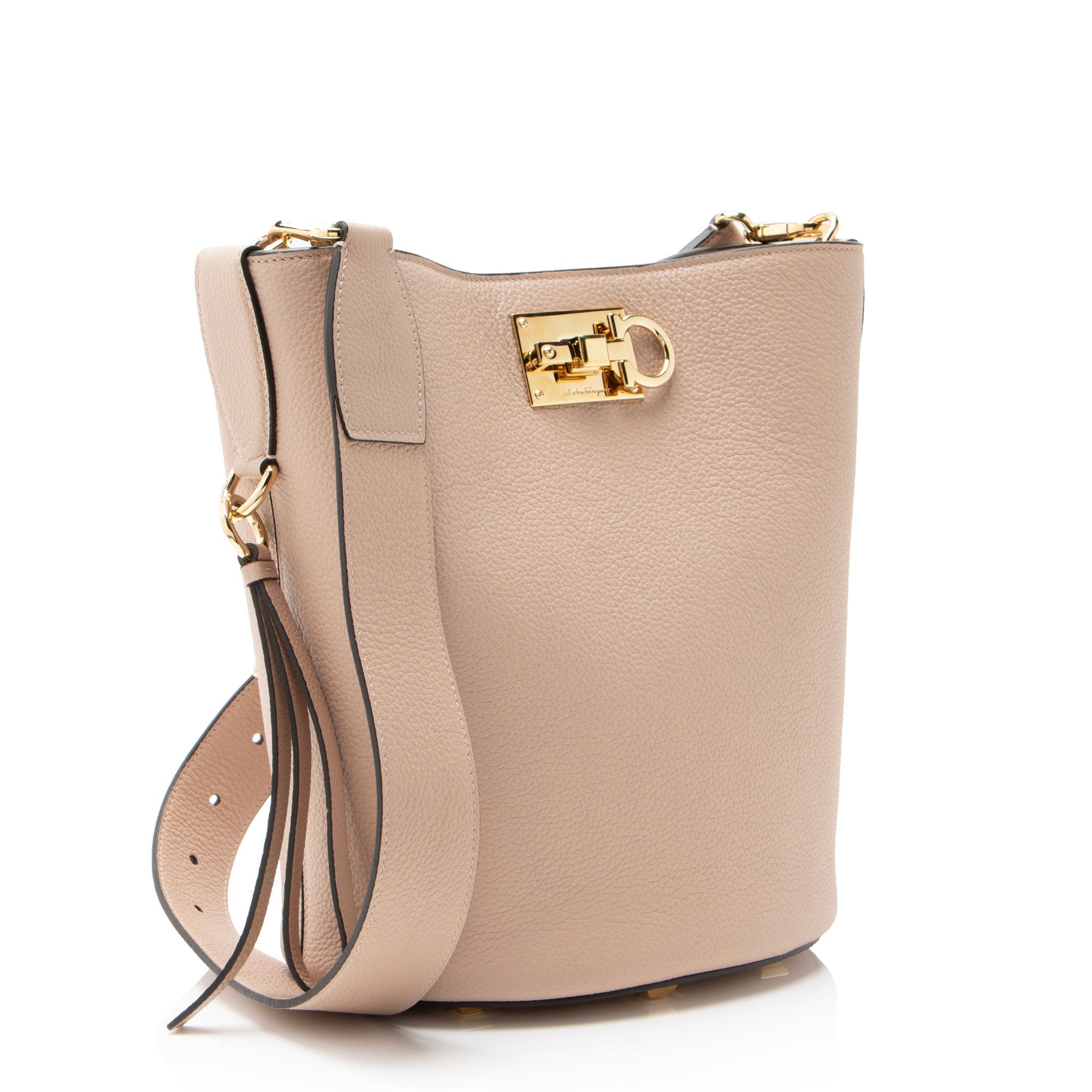 Ferragamo Calfskin Gancini Studio Bucket Bag