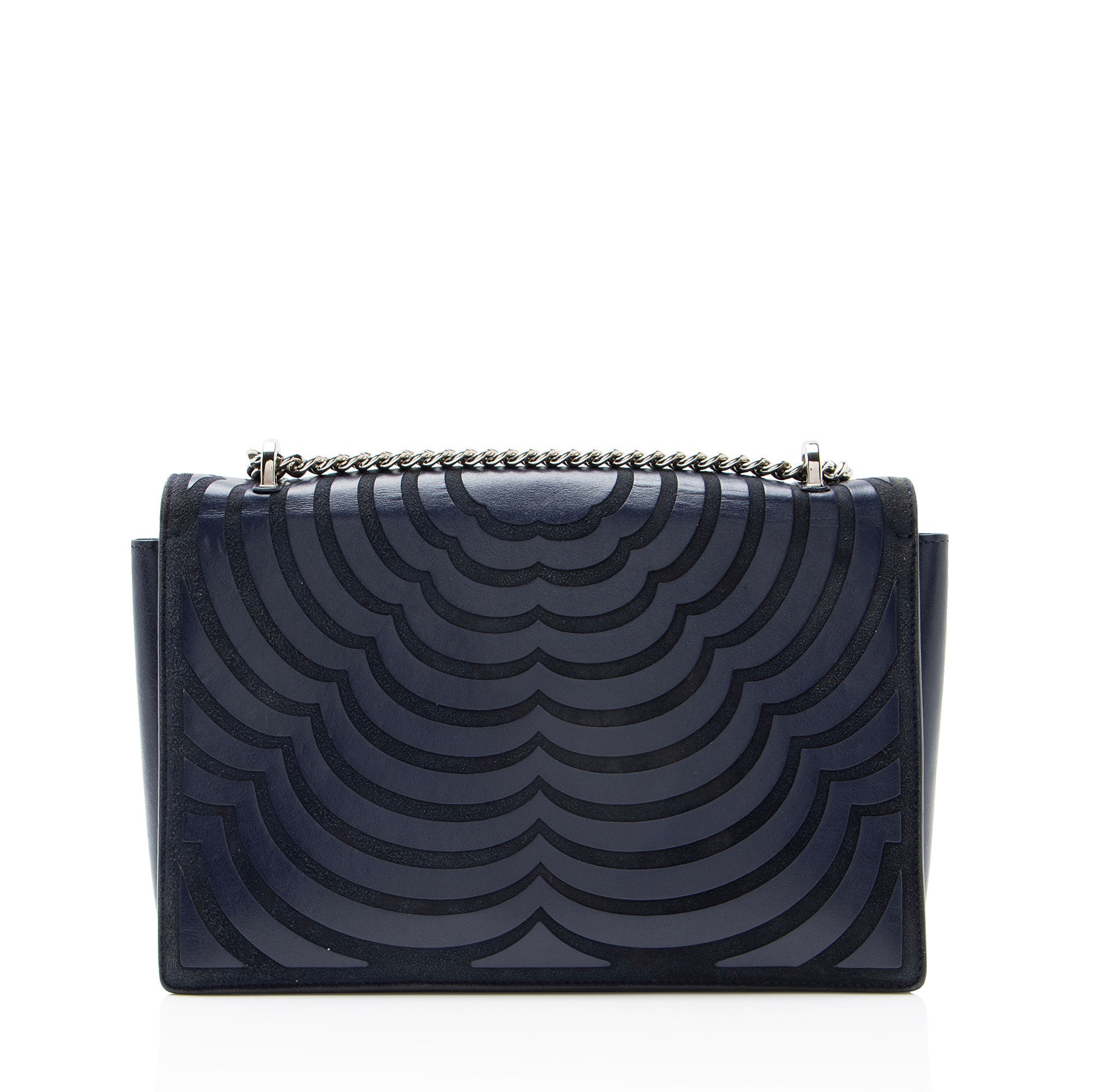 Ferragamo Calfskin Suede Vara Bow Chain Flap Bag