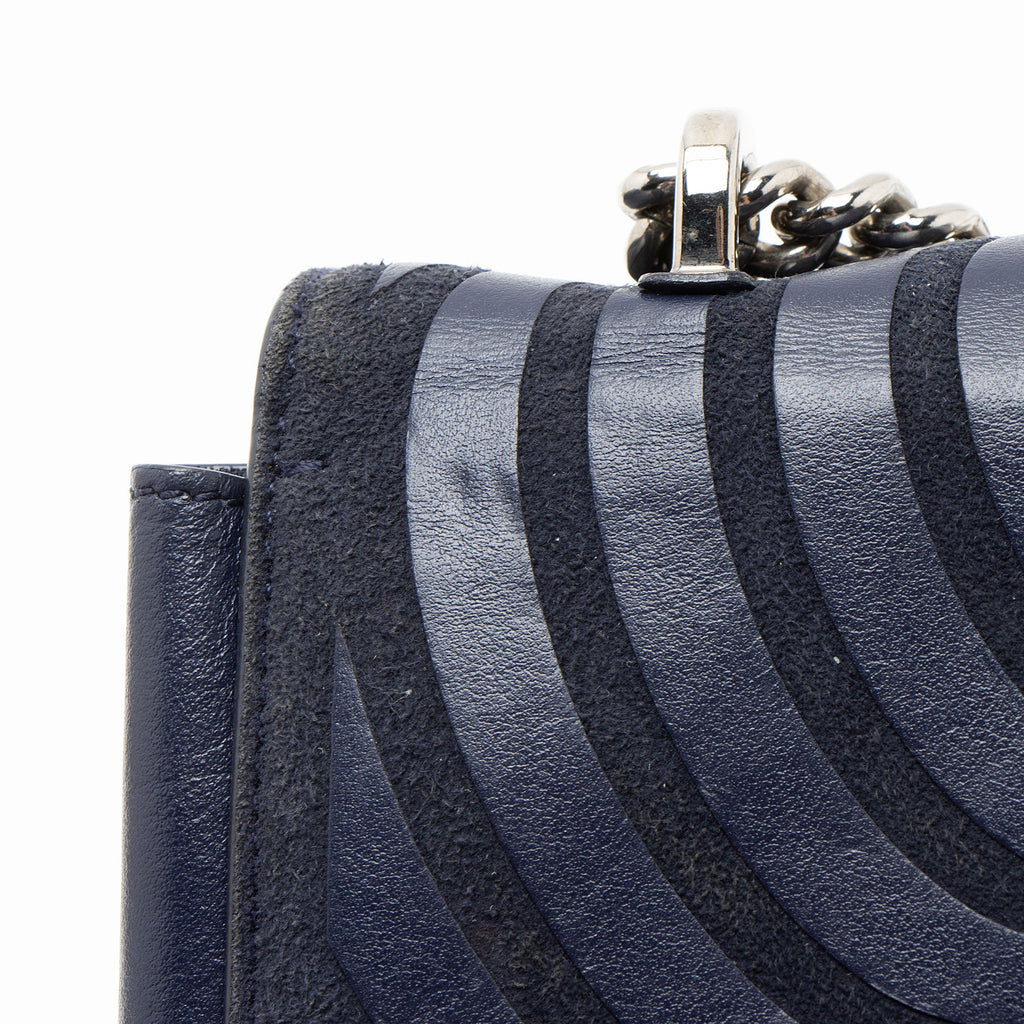 Ferragamo Calfskin Suede Vara Bow Chain Flap Bag