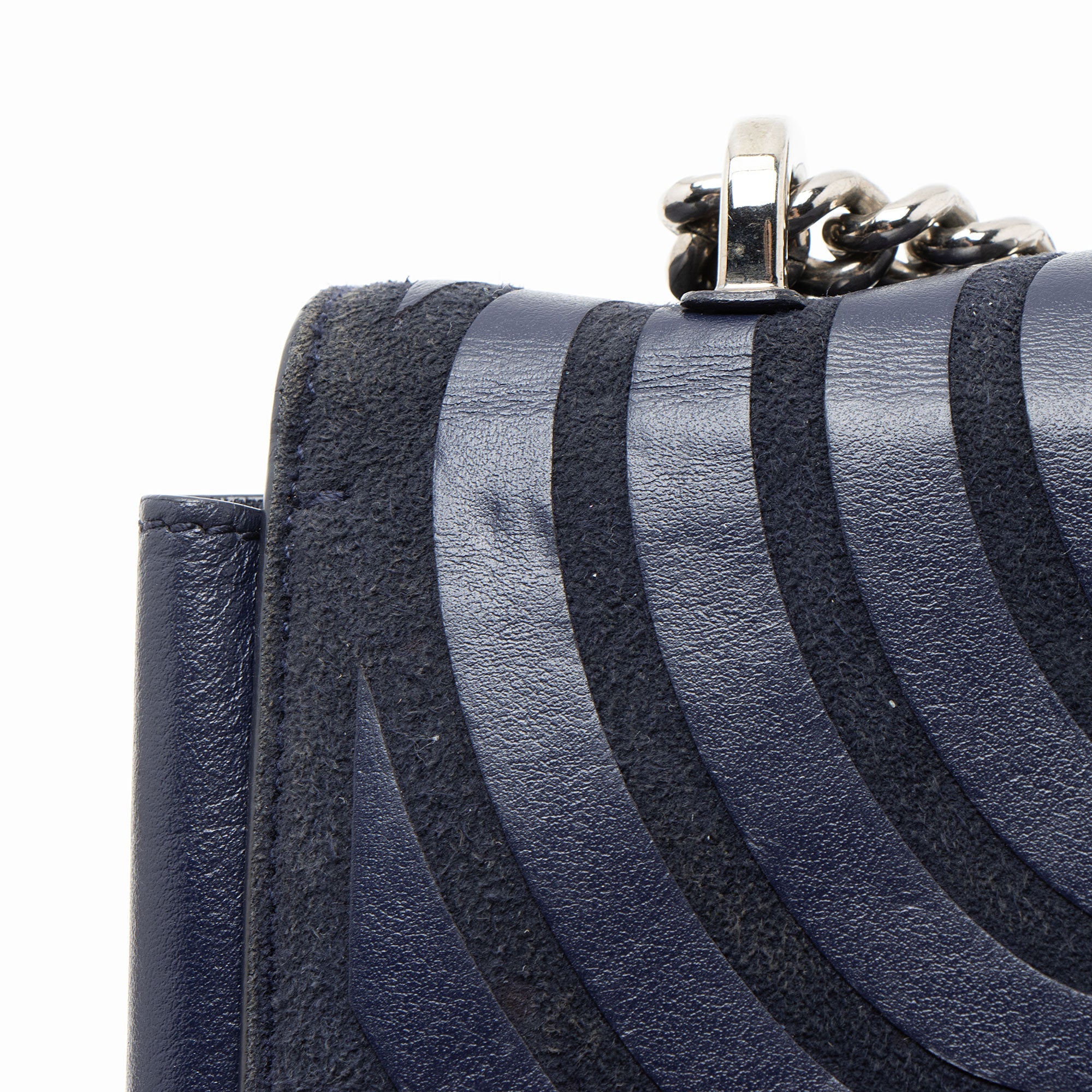 Ferragamo Calfskin Suede Vara Bow Chain Flap Bag