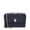 Ferragamo Calfskin Suede Vara Bow Chain Flap Bag