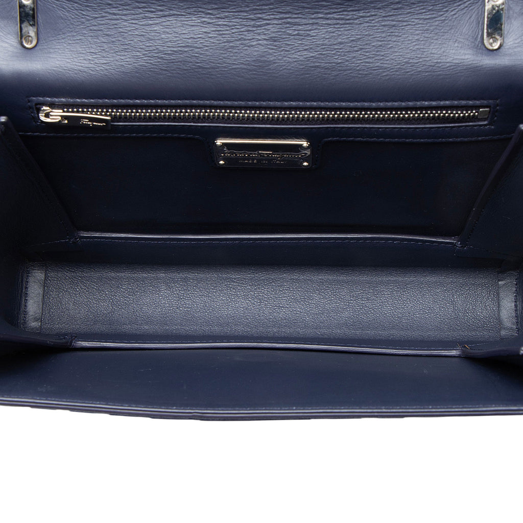 Ferragamo Calfskin Suede Vara Bow Chain Flap Bag