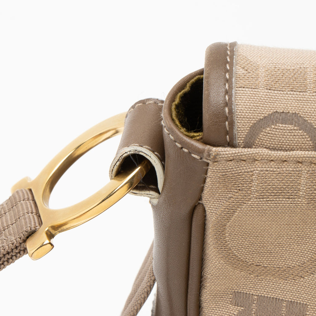 Ferragamo Canvas Gancini Flap Shoulder Bag