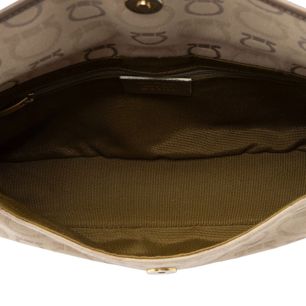 Ferragamo Canvas Gancini Flap Shoulder Bag