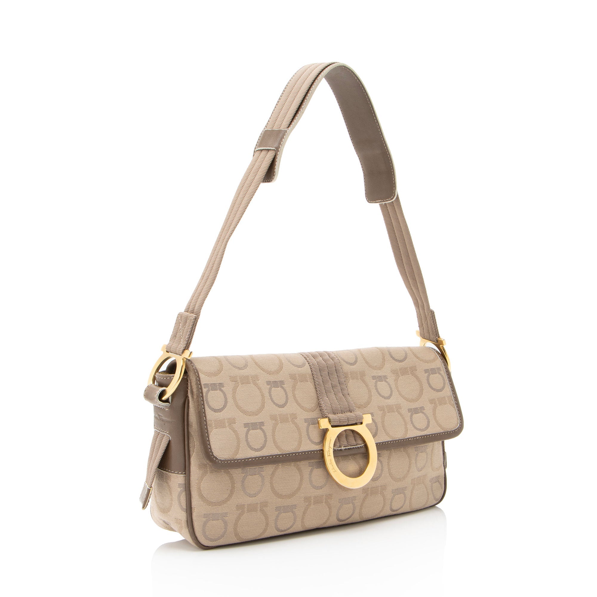 Ferragamo Canvas Gancini Flap Shoulder Bag