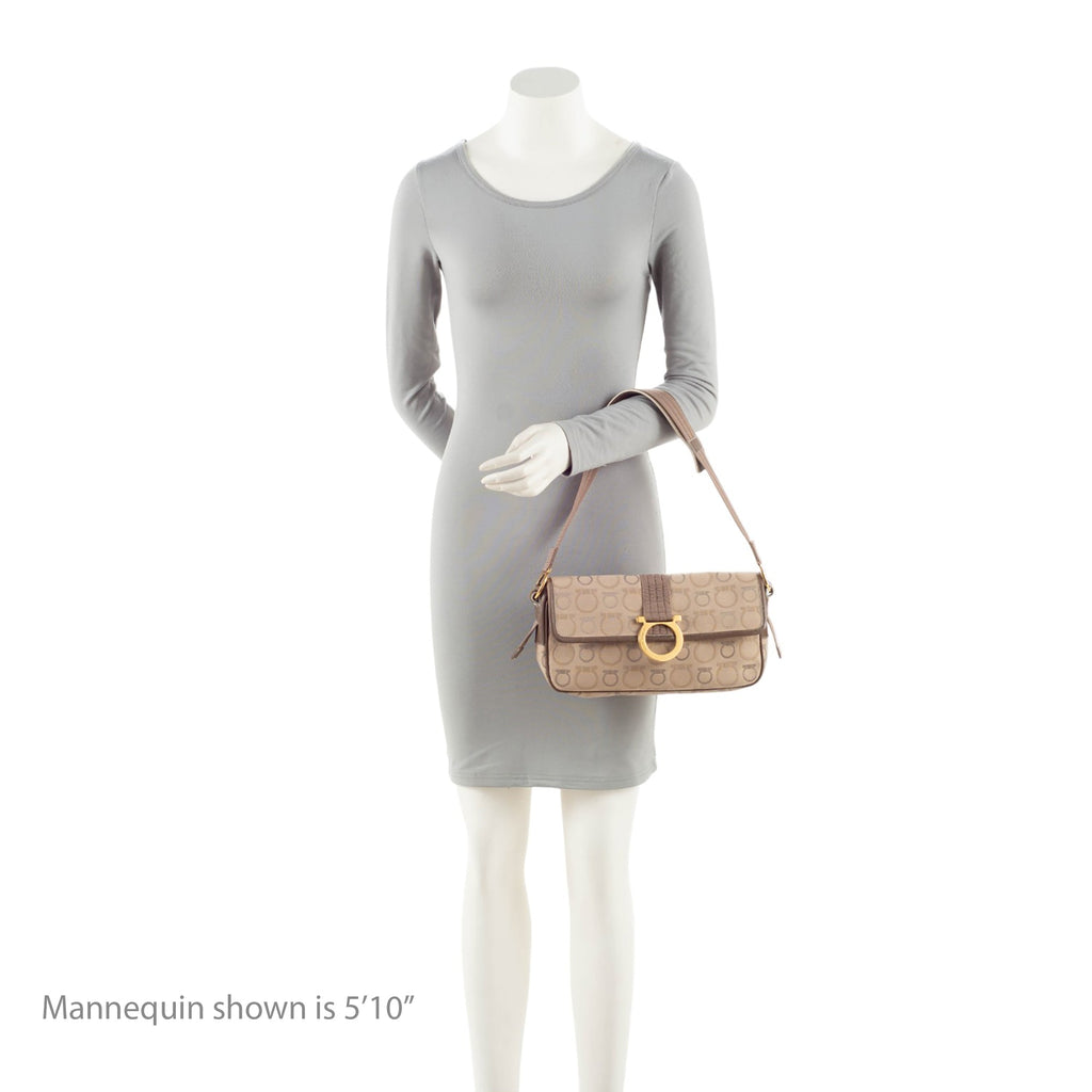 Ferragamo Canvas Gancini Flap Shoulder Bag