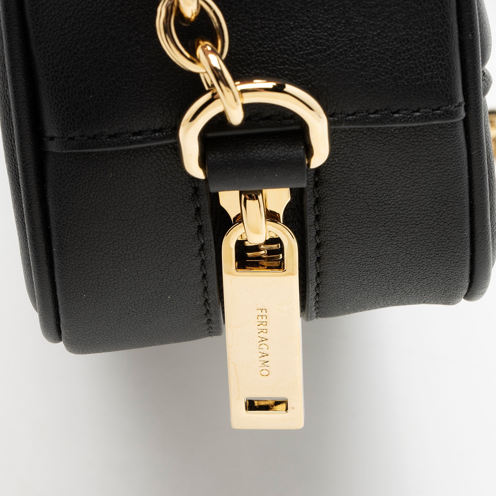 Ferragamo Embossed Leather Gancini Chain Camera Bag