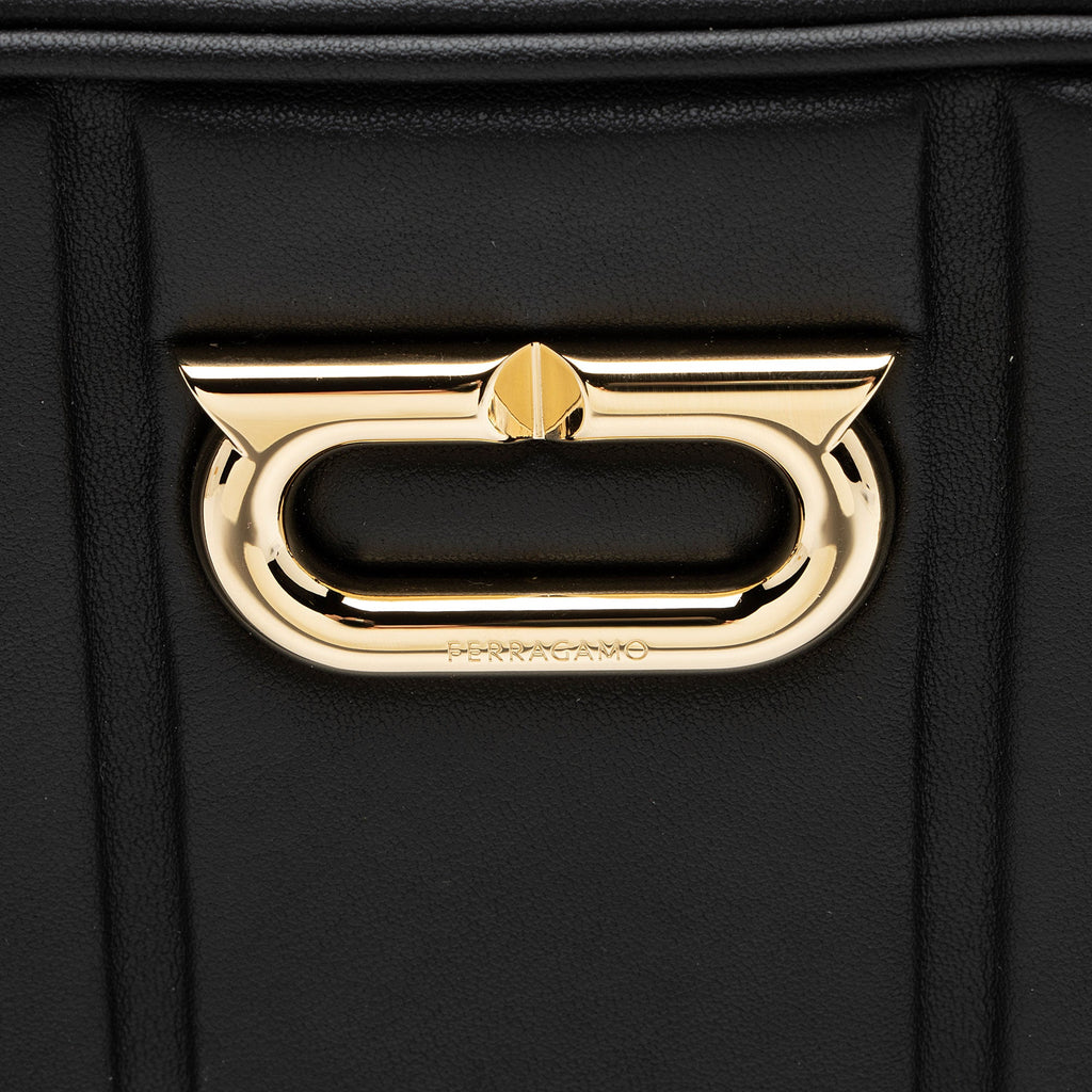 Ferragamo Embossed Leather Gancini Chain Camera Bag