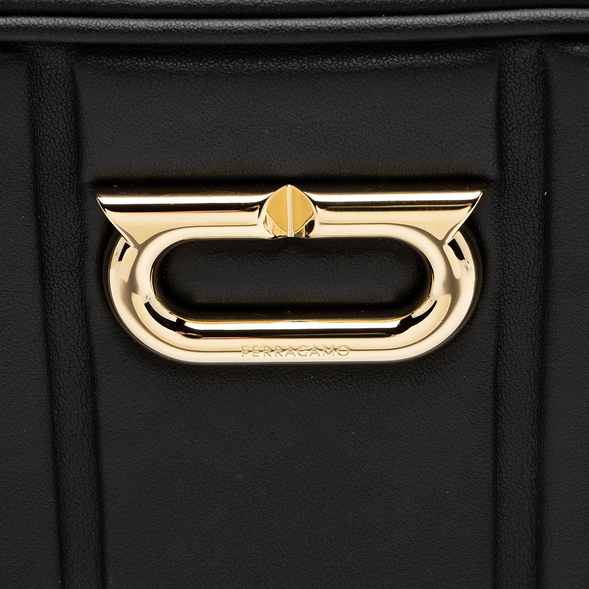 Ferragamo Embossed Leather Gancini Chain Camera Bag