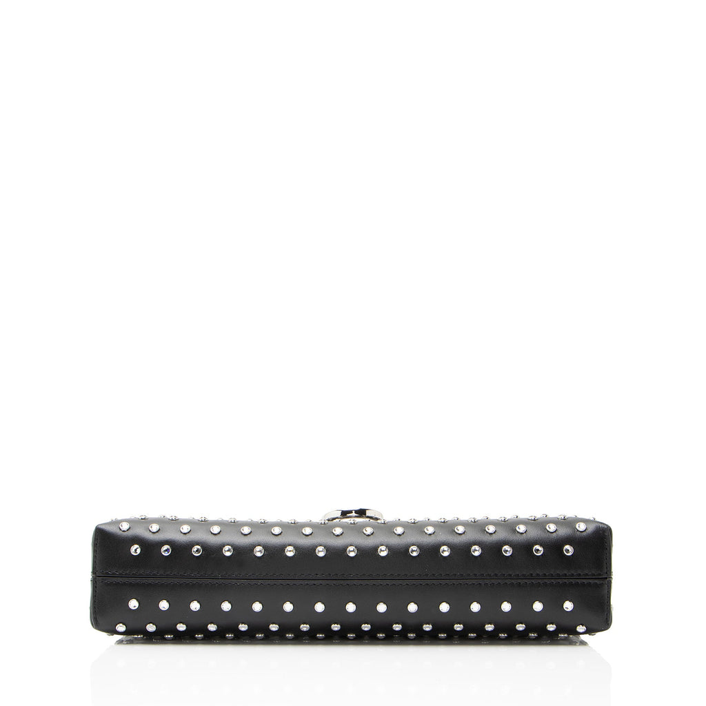 Ferragamo Leather Crystal Trifolio Chain Shoulder Bag