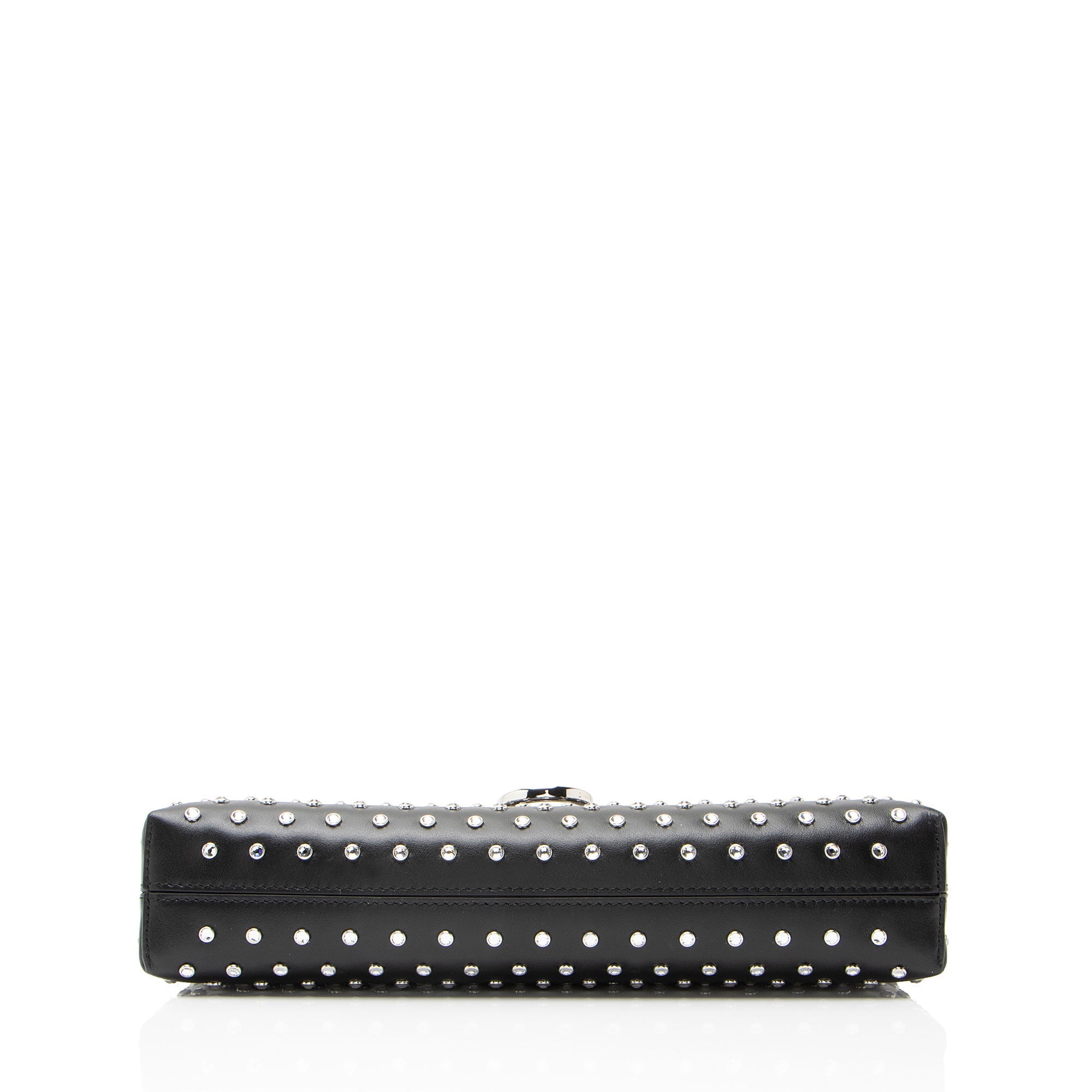 Ferragamo Leather Crystal Trifolio Chain Shoulder Bag