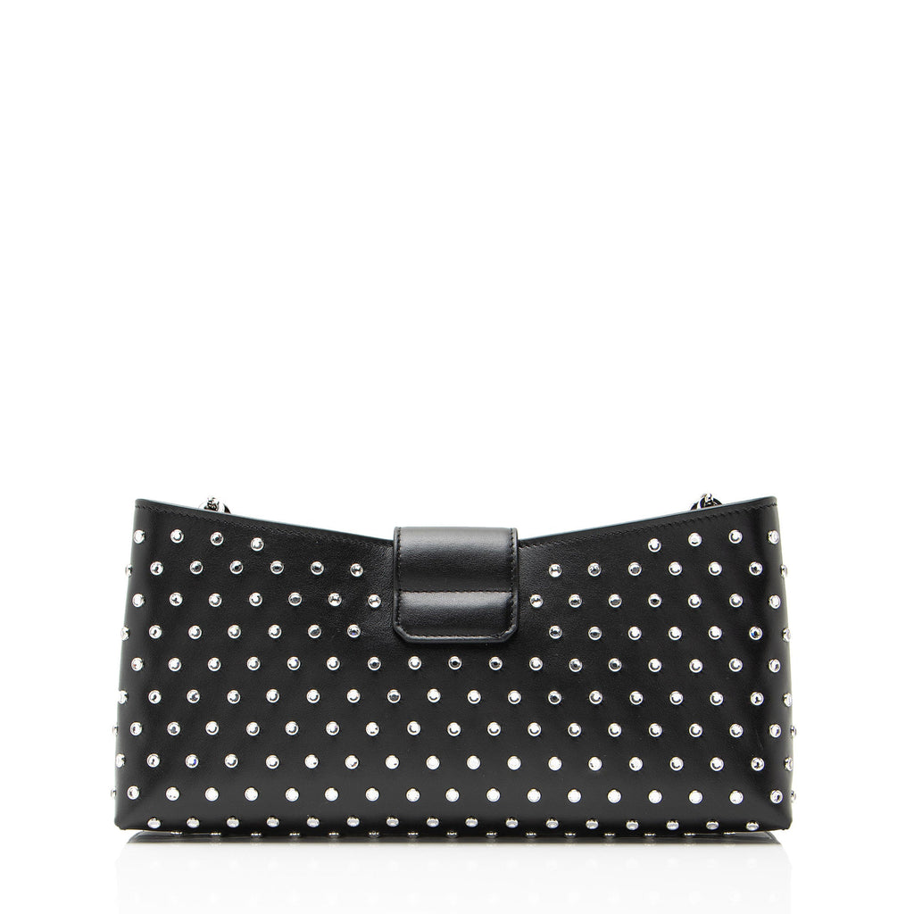 Ferragamo Leather Crystal Trifolio Chain Shoulder Bag